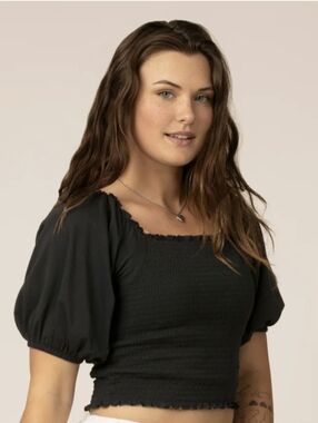 Kindred Bravely Sophia Smocked Cropped Nursing Top